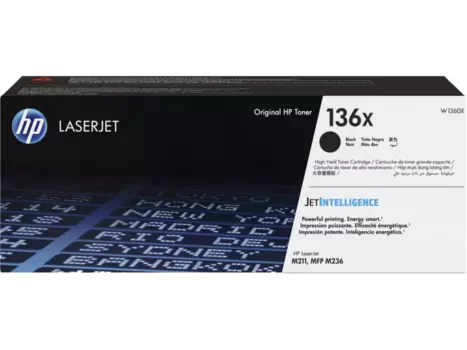 Картридж лазерный HP 136X/W1360X, черный, 2600 страниц, оригинальный для HP LJ M211, M236
