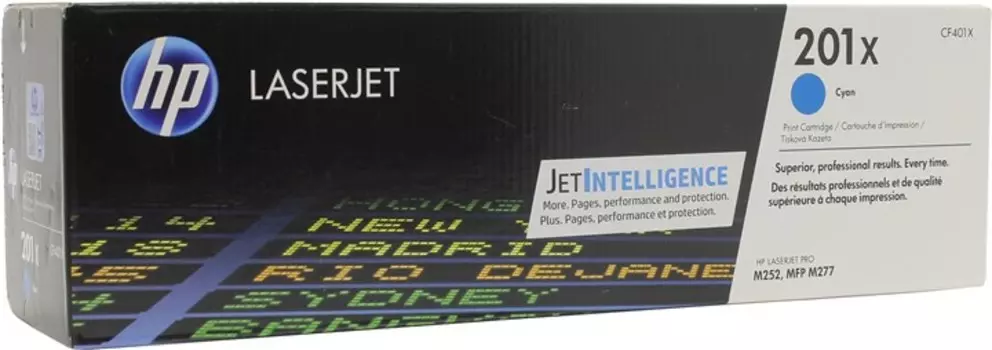 Картридж лазерный HP 201X/CF401X, голубой, 2300 страниц, оригинальный для HP Color LaserJet Pro M252dw / M252n / M274n / M277dw / M277n