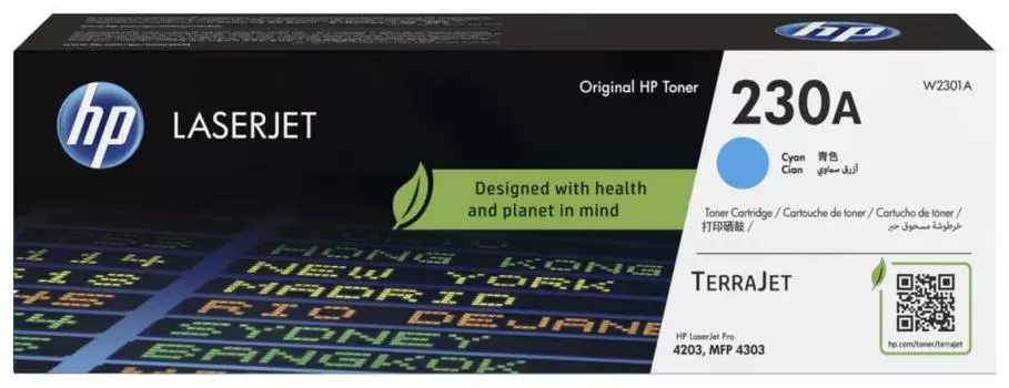 Картридж лазерный HP 230A/W2301A, голубой, 1800 страниц, оригинальный для HP LJ 4203dn/LJ 4203dw/LJ 4303dw/LJ 4303fdn/LJ 4303fdw с чипом