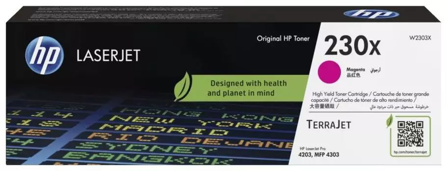 Картридж лазерный HP 230X/W2303X, пурпурный, 5500 страниц, оригинальный для HP LJ 4203dn/LJ 4203dw/LJ 4303dw/LJ 4303fdn/LJ 4303fdw с чипом