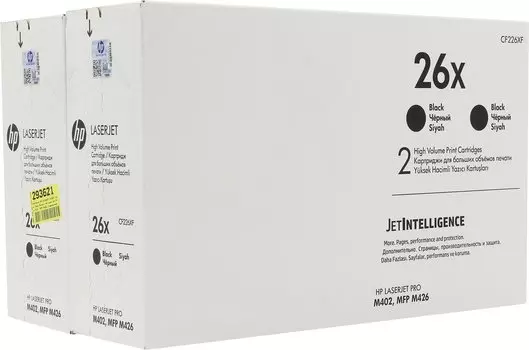 Картридж лазерный HP 26X/CF226XF/CF226XD, черный, 2 шт. шт., 9000 страниц, оригинальный для HP LaserJet M402/M426