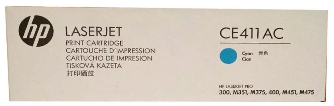 Картридж лазерный HP 305A/CE411AC, голубой, 2600 страниц, оригинальный для HP LaserJet Pro 300 color MFP M375nw/M351a , LaserJet Pro 400 color MFP M475dn/MFP M475dw/M451dn/M451dw/M451nw, белая коробка