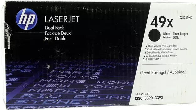 Картридж лазерный HP 49X/Q5949XD, черный, 2 шт. шт., 6000 страниц, оригинальный для LaserJet 1320tn / 1390 / 1392