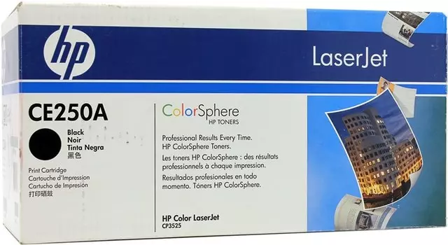 Картридж лазерный HP 504A/CE250A, черный, 5000 страниц, оригинальный для Color LaserJet CM3530 / CM3530fs / CM3525dn / CM3525n / CP3525x