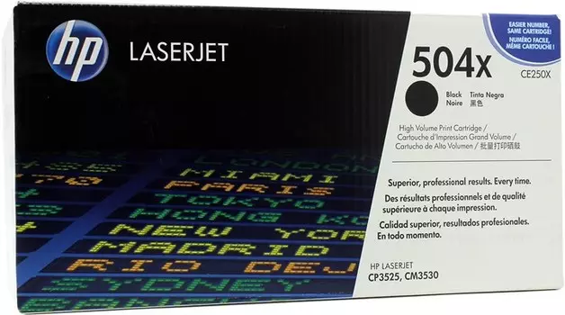 Картридж лазерный HP 504X/CE250X, черный, 10500 страниц, оригинальный для HP Color LaserJet CM3530 / CM3530fs / CM3525dn / CM3525n / CP3525x