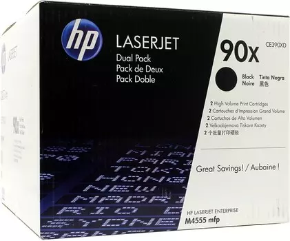 Картридж лазерный HP 90X/CE390XD, черный, 2 шт. шт., 24000 страниц, оригинальный для LaserJet Enterprise M4555 / M4555f / M4555fskm / M4555h / 600 M602dn / 600 M602n / 600 M602x / 600 M603dn / 600 M603n / 600 M603xh