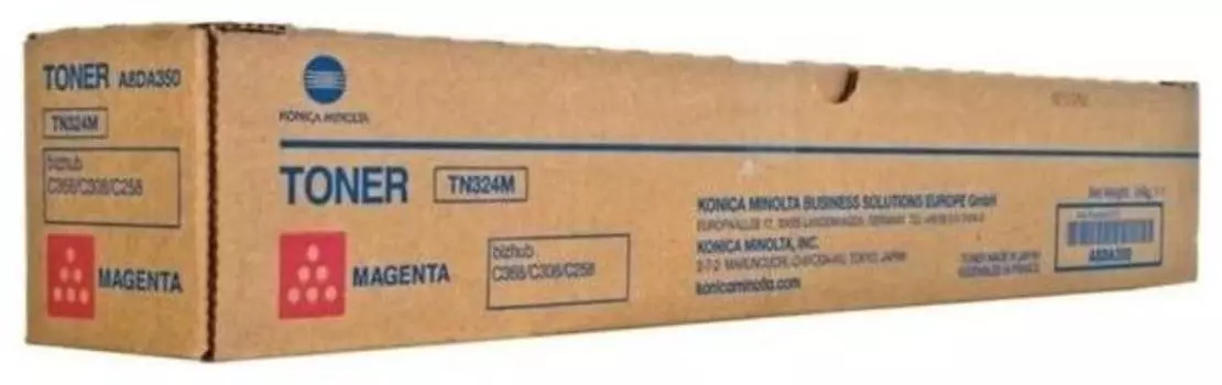 Картридж лазерный Konica Minolta TN324M/A8DA35G, пурпурный, 13000 страниц, оригинальный для Konica Minolta bizhub C258/bizhub C308/bizhub C368