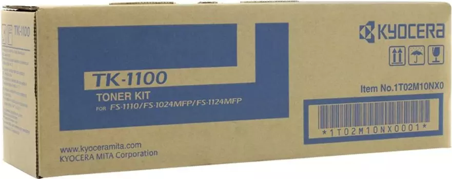 Картридж лазерный Kyocera TK-1100/1T02M10NX0, черный, 2100 страниц, оригинальный для Kyocera FS-1110, FS-1024MFP, FS-1124MFP