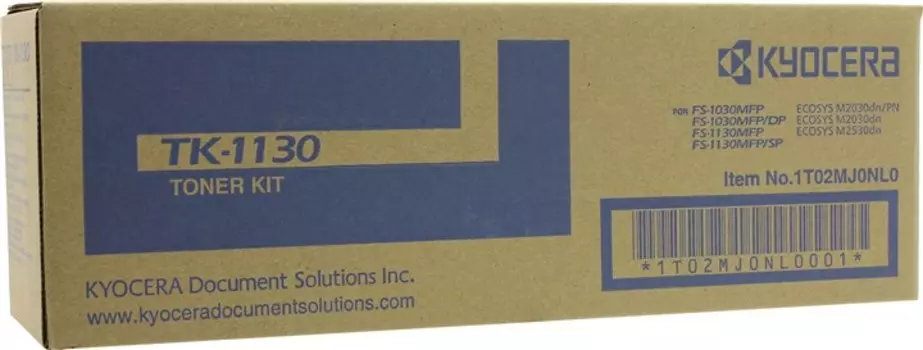 Картридж лазерный Kyocera TK-1130/1T02MJ0NLC / 1T02MJ0NL0, черный, 3000 страниц, оригинальный для Kyocera FS-1030MFP, FS-1030MFP/DP, FS-1130MFP, ECOSYS M2030dn PN, ECOSYS M2030dn, ECOSYS M2530dn