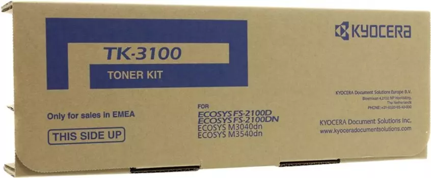 Картридж лазерный Kyocera TK-3100/1T02MS0NL0, черный, 12500 страниц, оригинальный для Kyocera FS-2100D, FS-2100DN, ECOSYS M3040dn, ECOSYS M3540dn