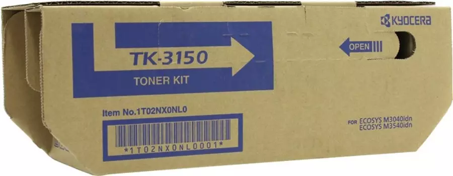 Картридж лазерный Kyocera TK-3150/1T02NX0NL0, черный, 14500 страниц, оригинальный для Kyocera ECOSYS M3040idn, ECOSYS M3540idn