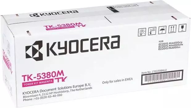 Картридж лазерный Kyocera TK-5380M/1T02Z0BNL0, пурпурный, 10000 страниц, оригинальный для Kyocera PA4000cx/MA4000cix/MA4000cifx с чипом