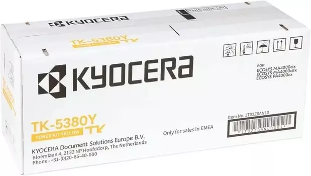 Картридж лазерный Kyocera TK-5380Y/1T02Z0ANL0, желтый, 10000 страниц, оригинальный для Kyocera с чипом