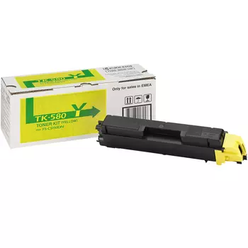 Картридж лазерный Kyocera TK-580Y/1T02KTANL0, желтый, 2800 страниц, оригинальный для Kyocera FS-C5150DN, ECOSYS P6021cdn