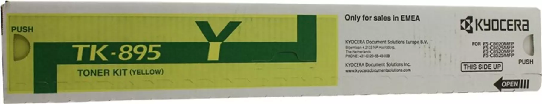 Картридж лазерный Kyocera TK-895Y/1T02K0ANL0, желтый, 6000 страниц, оригинальный для Kyocera FS-C8020MFP, FS-C8025MFP, FS-C8520MFP, FS-C8525MFP