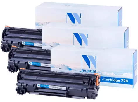 Картридж лазерный NV Print NV-728-SET3 (728/3500B002), черный, 2100 страниц, 3 шт., совместимый для Canon i-Sensys 4410/ 4430/ 4450/ 4550/ 4550d/ 4570/ 4570dn/ 4580/ 4580dn/ 4730/ 4750/ 4780w/ 4870/ 4870dn/ 4890/ 4890dw