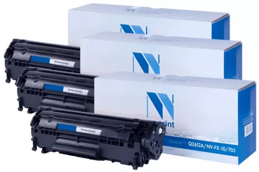 Картридж лазерный NV Print NV-Q2612A/FX10/703-SET3 (12A/Q2612A/703), черный, 2000 страниц, 3 шт., совместимый для LJ 3015/ 3030/ 1012/ 1010/ 1015/ 3020/ 1020/ 1022/ 1022N/ 1022NW/ 1018/ 3050/ 3052/ 3055/ 1018/ 3050Z/ Fax L95/ i-Sensys L100/ L120/ L140/ L160/ MF4150/ 4690/ MF 4010/ 4018/ 4120/ 4140/ 4150/ 4270/ 4320/ 4320d/ 4330/ 4330d/ 4340/ 4340d/ 4350/ 4350d/ 4370/ 4370dn/ 4380/ 4380dn/ 4660/ 4660PL/ 4690/ 4690PL/ 4960PL/ LBP 2900/ 2900B/ 3000 i-Sensys Laser Shot