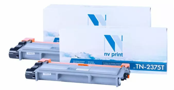 Картридж лазерный NV Print NV-TN2375T-SET2 (TN-2375), черный, 2600 страниц, 2 шт., совместимый для Brother HL-L2300DR/ HL-L2340DWR/ HL-L2360DNR/ HL-L2365DWR/ DCP-L2500DR/ DCP-L2520DWR/ DCP-L2540DNR/ DCP-L2560DWR/ MFC-L2700DWR/ MFC-L2720DWR/ MFC-L2740DWR/ MFC-L2700DNR