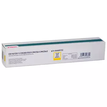 Картридж лазерный OKI 44469752, желтый, 5000 страниц, оригинальный, для OKI Oki C510 / C511 / 531 / 530 / MC561 / MC562