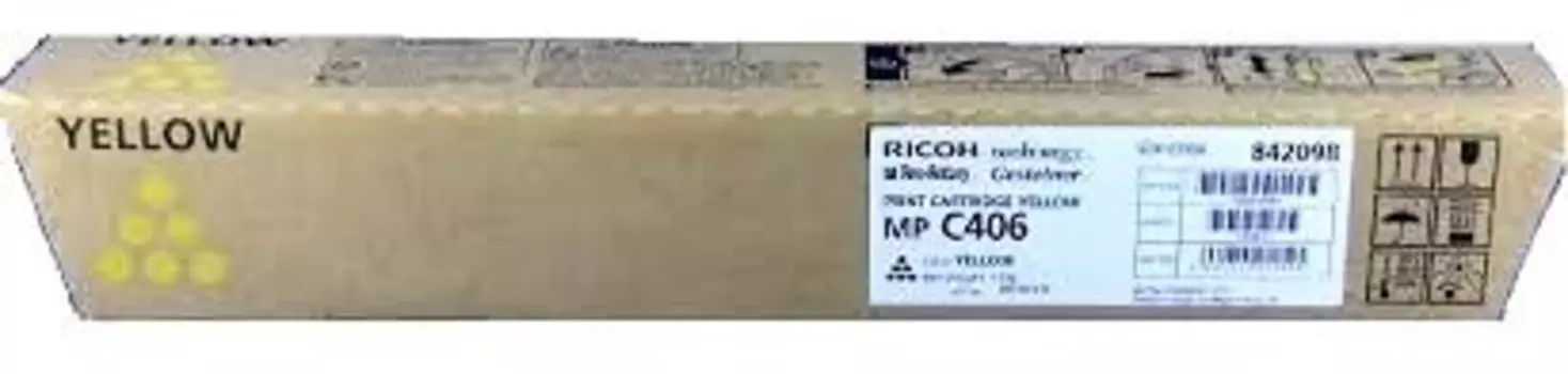 Картридж лазерный Ricoh MPC406/842098, желтый, 6000 страниц, оригинальный для Ricoh MPC306/406/307