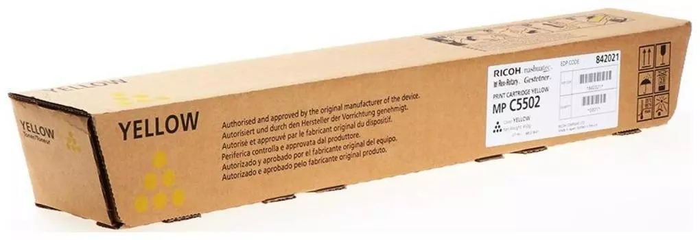 Картридж лазерный Ricoh MPC5502E/842021, желтый, 22500 страниц, оригинальный для Ricoh Aficio MPC4502/C5502