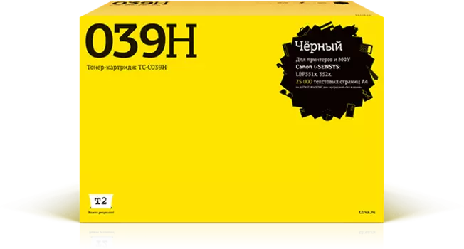 Картридж лазерный T2 TC-C039H (039HBK/0288C001), черный, 25000 страниц, совместимый для Canon i-Sensys LBP351x/LBP352x