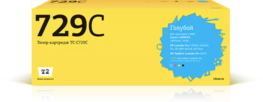 Картридж лазерный T2 TC-C729C (Cartridge 729/4369B002), голубой, 1000 страниц, совместимый для i-SENSYS LBP7010C/LJ Pro CP1026