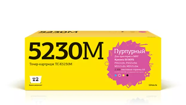 Картридж лазерный T2 TC-K5230M (TK-5230M), пурпурный, 2200 страниц, совместимый для Kyocera Ecosys M5521cdn/M5521cdw/P5021cdn/P5021cdw