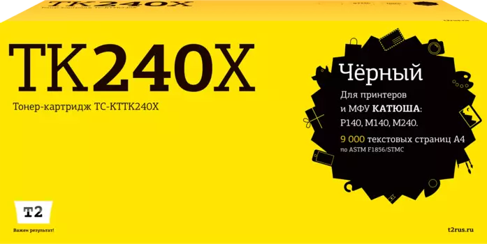 Картридж лазерный T2 TC-KTTK240X (TK240X), черный, 9000 страниц, совместимый для Катюша M240/M140/P140