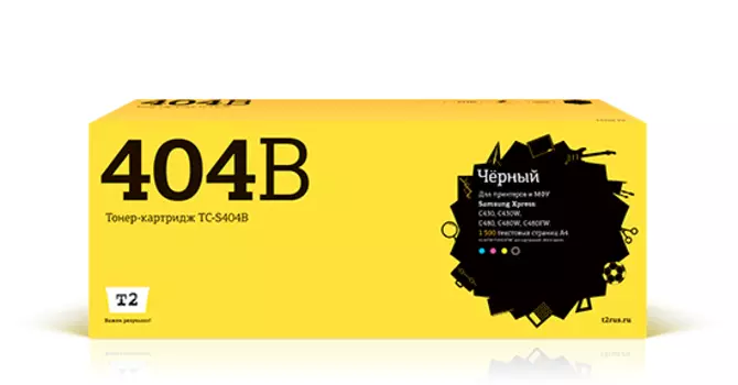 Картридж лазерный T2 TC-S404B (CLT-K404S/SU108A), черный, 1500 страниц, совместимый для Samsung Xpress SL-C430/C430W/C480/C480W/C480FW