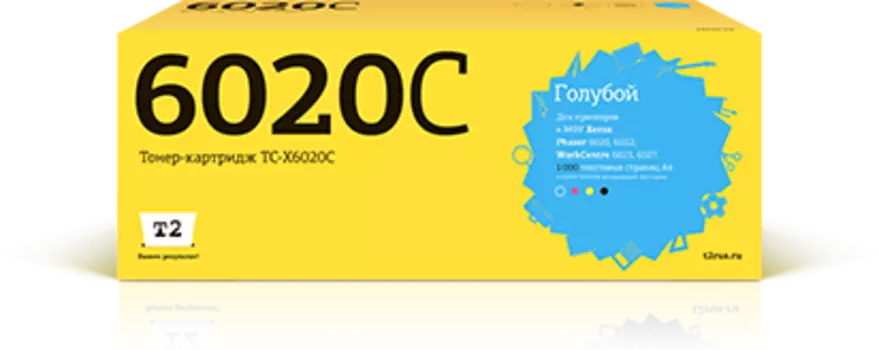 Картридж лазерный T2 TC-X6020C (106R02760), голубой, 1000 страниц, совместимый для Xerox Phaser 6020/6022/WorkCentre 6025/6027