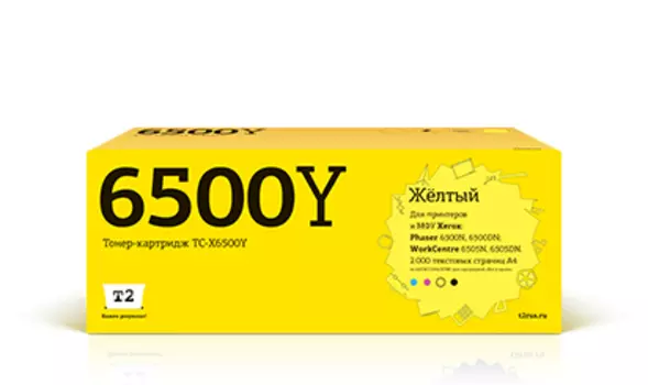 Картридж лазерный T2 TC-X6500Y (106R01603), желтый, 2000 страниц, совместимый для Xerox Phaser 6500N/6500DN/WorkCentre 6505N/6505DN