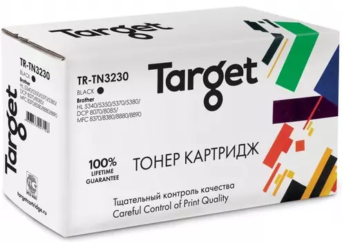 Картридж лазерный Target TR-TN3230 (TN-3230), черный, 3000 страниц, совместимый для Brother DCP-8070/DCP-8070D/HL-5340/HL-5340DRT/HL-5350/HL-5350DN/HL-5370/HL-5370DW/MFC-8880/MFC-8880DN/DCP-8085/HL-5380/MFC-8370/MFC-8890/HL-5340D/HL-5340DL/HL-5350DNLT/HL-5380DN/DCP-8085DN/MFC-8370DN/MFC-8380/MFC-8380DN/MFC-8890DW/MFC-8370DN/MFC-8380/MFC-8380DN/MFC-8880/MFC-8890DW с чипом