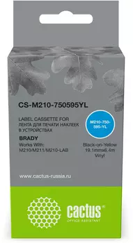 Картридж ленточный Cactus, 1.91 см x 6.4 м, черный на желтом, совместимая (CS-M210-750595YL)