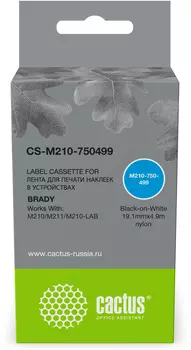 Картридж ленточный Cactus, 1.91 см x 4.9 м, черный на белом, совместимая (CS-M210-750499)