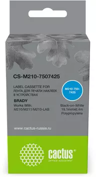 Картридж ленточный Cactus, 1.91 см x 6.4 м, черный на белом, совместимая (CS-M210-7507425)