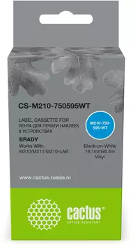 Картридж ленточный Cactus, 1.91 см x 6.4 м, черный на белом, совместимая (CS-M210-750595WT)