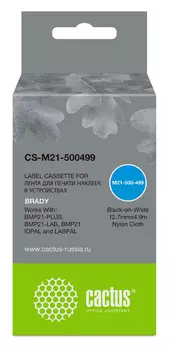 Кассета с лентой Cactus, 1.27 см x 4.9 м, черный на белом, совместимая (CS-M21-500499)
