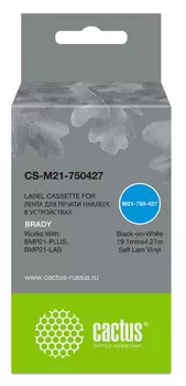 Кассета с лентой Cactus, 1.91 см x 4.27 м, черный на белом, совместимая (CS-M21-750427)