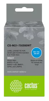 Кассета с лентой Cactus, 1.91 см x 6.4 м, черный на белом, совместимая (CS-M21-750595WT)