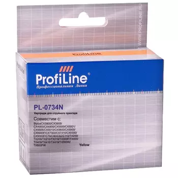 Картридж струйный ProfiLine PL-0734N-Y (0734N), желтый, совместимый, 475 страниц, для Epson CX3900/C79/C90/C92/C110/T10/TX200/TX209/TX400/TX409