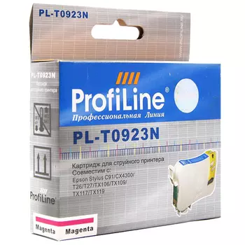 Картридж струйный ProfiLine PL-0923N-M (0923N), пурпурный, совместимый, 495 страниц, для Epson C91/CX4300/TX106/TX109/TX117/TX119/T26/T27