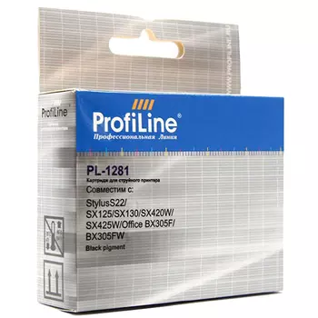 Картридж струйный ProfiLine PL-1281-Bk (1281), черный, совместимый, 180 страниц, для Epson S22/SX125/SX130/SX420W/SX425W/Office BX305F/BX305FW