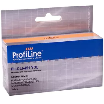 Картридж струйный ProfiLine PL-CLI-451XLY, желтый, совместимый, 685 страниц, для Canon PIXMA iP7240/MG5440/MG5540/MG6340/MG6440/MG7140/MX924