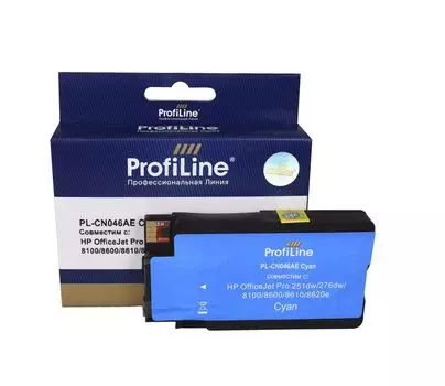 Картридж струйный ProfiLine PL-CN046AE (951XL/CN046AE), голубой, совместимый, для HP OJ Pro 251dw/276dw/8100/8600/8610/8620e