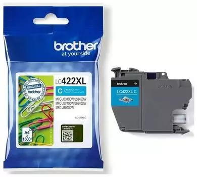 Картридж струйный Brother LC422XL (LC422XLC), голубой, оригинальный, ресурс 1500 страниц для MFC-J5340DW/J5740DW/J6540DW/J6940DW