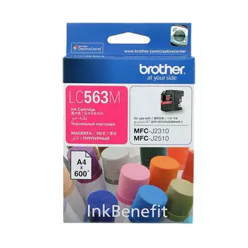 Картридж струйный Brother LC563M, пурпурный, оригинальный, ресурс 600 страниц для Brother MFC-J2310, MFC-J2510, MFC-J3520, MFC-J3720