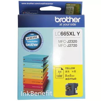 Картридж струйный Brother LC-665XLY, желтый, оригинальный, ресурс 1200 страниц, для MFC-J2320, MFC-J2720