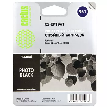 Картридж струйный Cactus CS-EPT961 (C13T09614010), черный, совместимый, 13 мл, для Epson Stylus Photo R2880