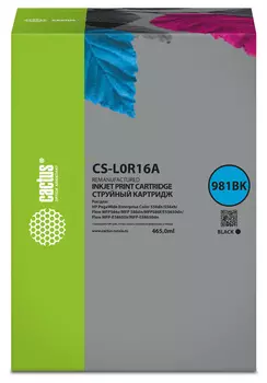 Картридж струйный Cactus CS-L0R16A (981BK/L0R16A), черный, совместимый, 465 мл, для HP PW EC 556dn/556xh/Flow MFP586z